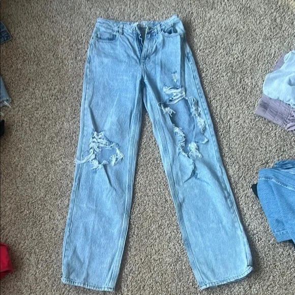 PacSun Light Blue Distressed Boyfriend Jeans - Picture 1 of 3